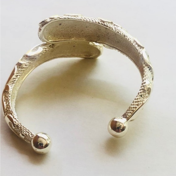 Signed YSL Yves Saint Laurent Silver Scroll Vintage Cuff Bracelet - Picture 3 of 9